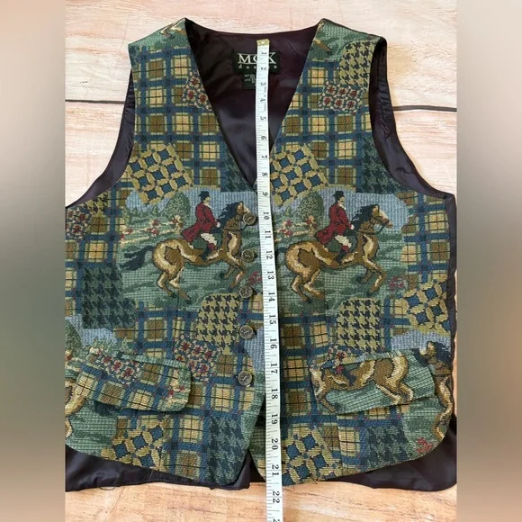 Vintage MCX Design Tapestry Vest Cowboy Western Horse Size Small equestrian - Picture 4 of 6